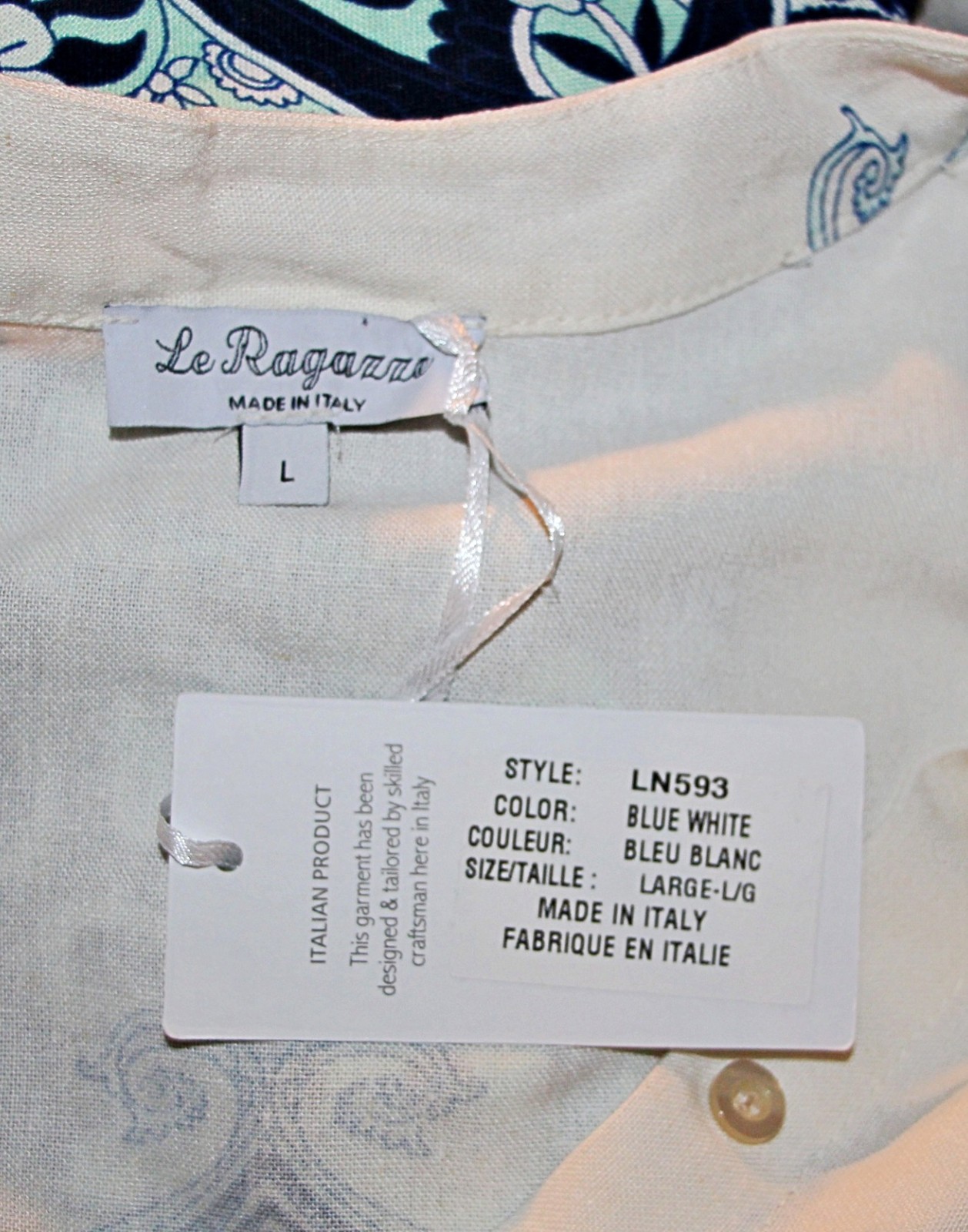 Le Ragazze Linen Blend Button Front Pockets Belted Maxi Shirt Dress sz L