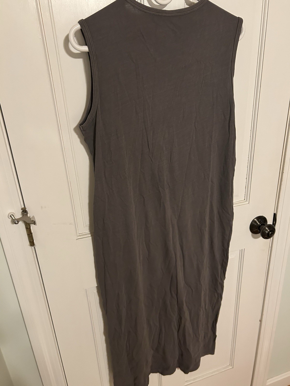 Universal Thread Gray Solid Cotton Tank Dress Midi Sleeveless Crew Neck Sz M