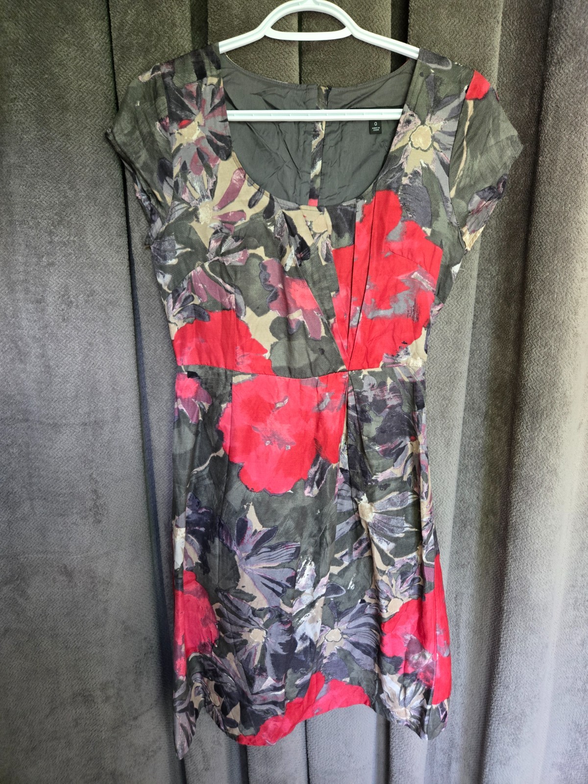 Mad Men Janie Briant Linen Blend Floral Midi Dress Retro 60s Chic Watercolor US0