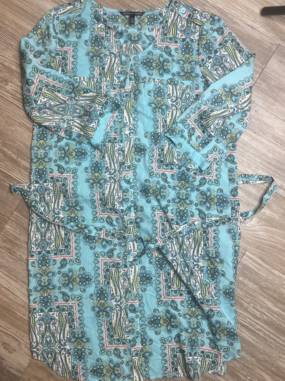 Victoria’s Secret Shirt Dress Floral Paisley M Cottage Boho Ethereal Fairy Read