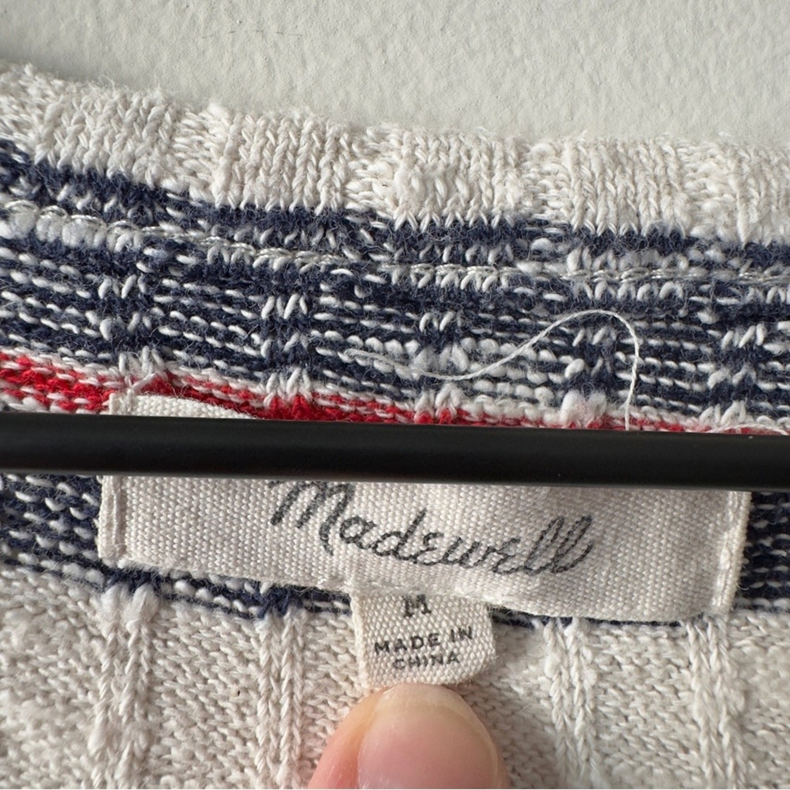 Madewell Ribbed Striped Knit Dress Short Sleeve Bodycon crew neck preppy buttons