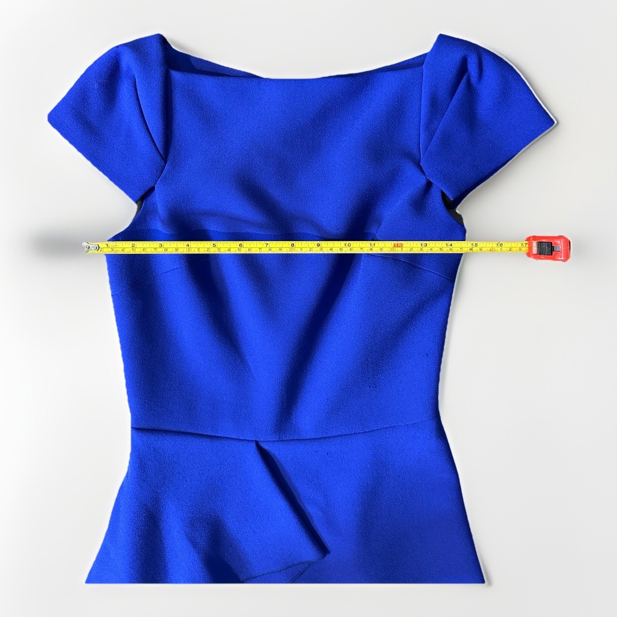 Roland Mouret Aldingham Asymmetric Crepe Peplum Blue Dress 4