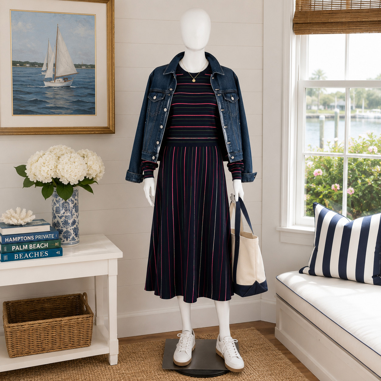 Boden Dress Womens 10 Long Knit Striped Preppy Vacation Casual Everyday Pullover