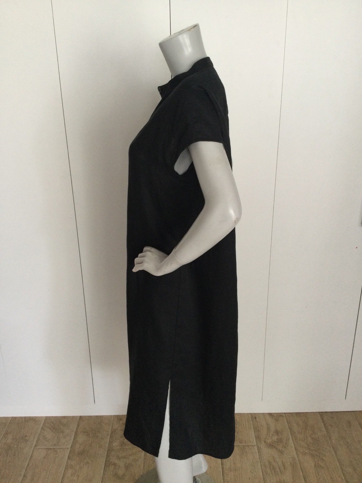 Muji Linen Button Up Black Relaxed Dress Size XS-S