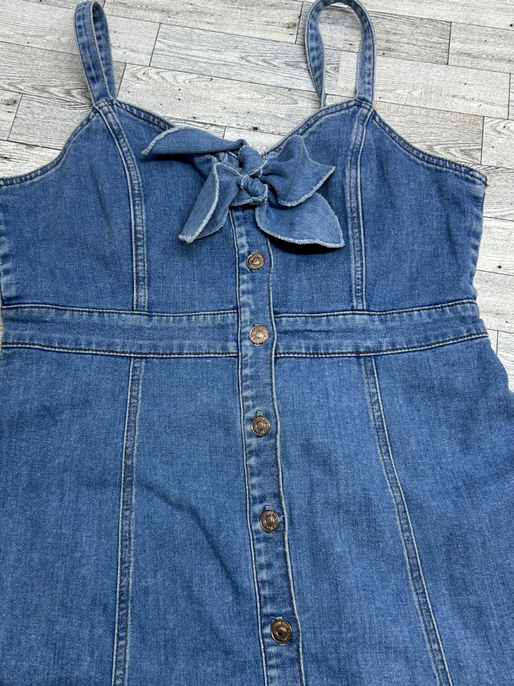 7 For All Mankind Womens Denim Jean Dresss XLarge XL Double Bow Tie Button $259