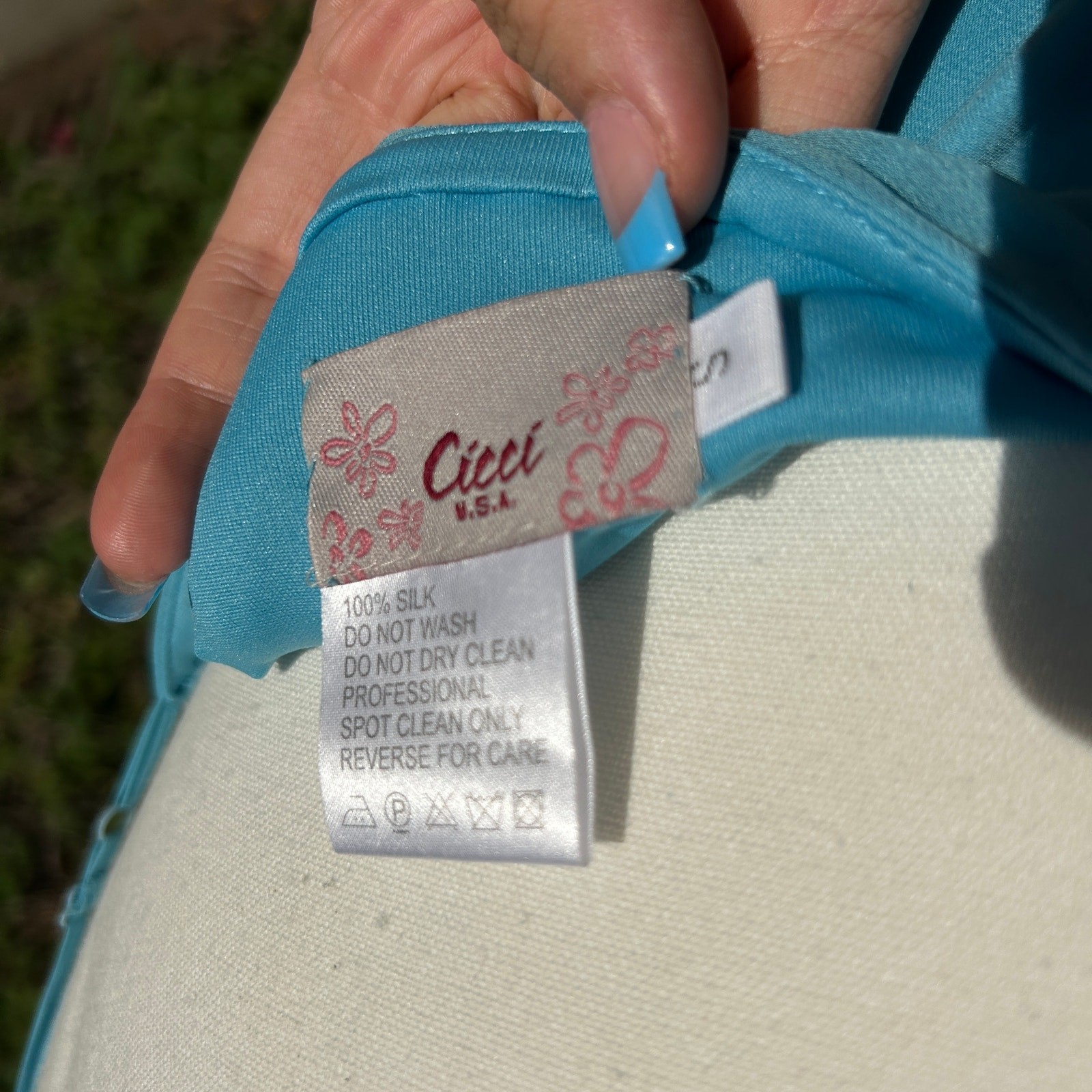 VTG Y2K Turquoise Blue Silk Beaded Asymmetrical Hem Dress w/ Matching Scarf S