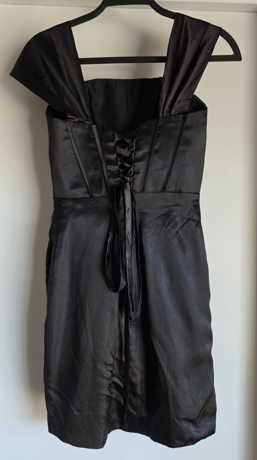 Black Satin Sleeveless Formal Mini Corset Dress Women Romantic Gown Bodycon