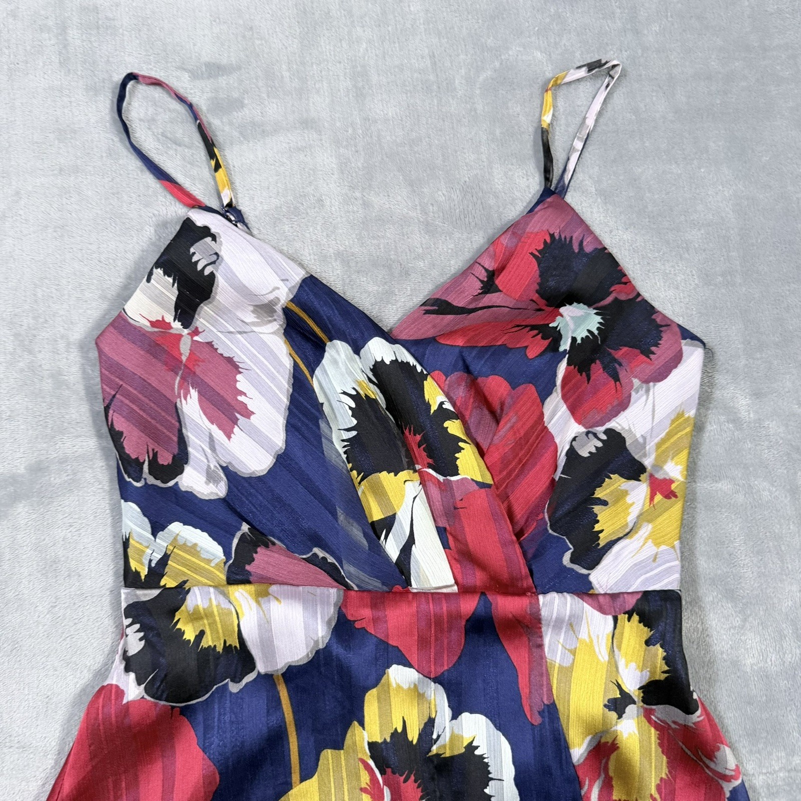 Lulus All About Love Royal Blue Floral Print Midi Dress SZ XS Cocktail Slit Sexy