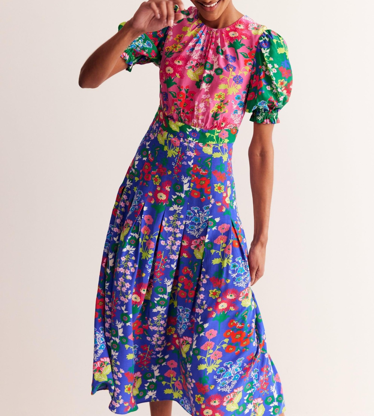 Boden Wildflower Pleat Detail Liv Maxi Dress Size 6