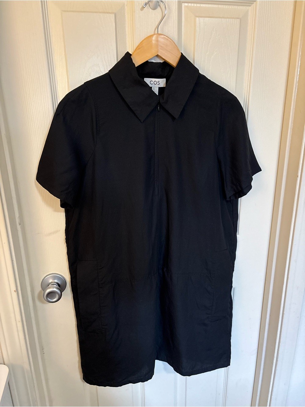 COS Black Half Zip Short Sleeve Dress Size 10 – Minimalist Modern Workwear