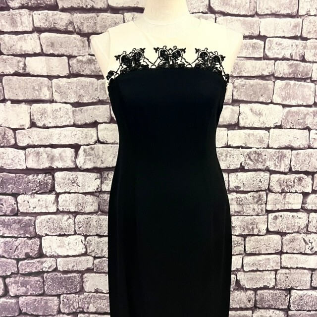 Carol Little Vintage Black & Ivory Sleeveless Dress Size 6 Acetate Blend