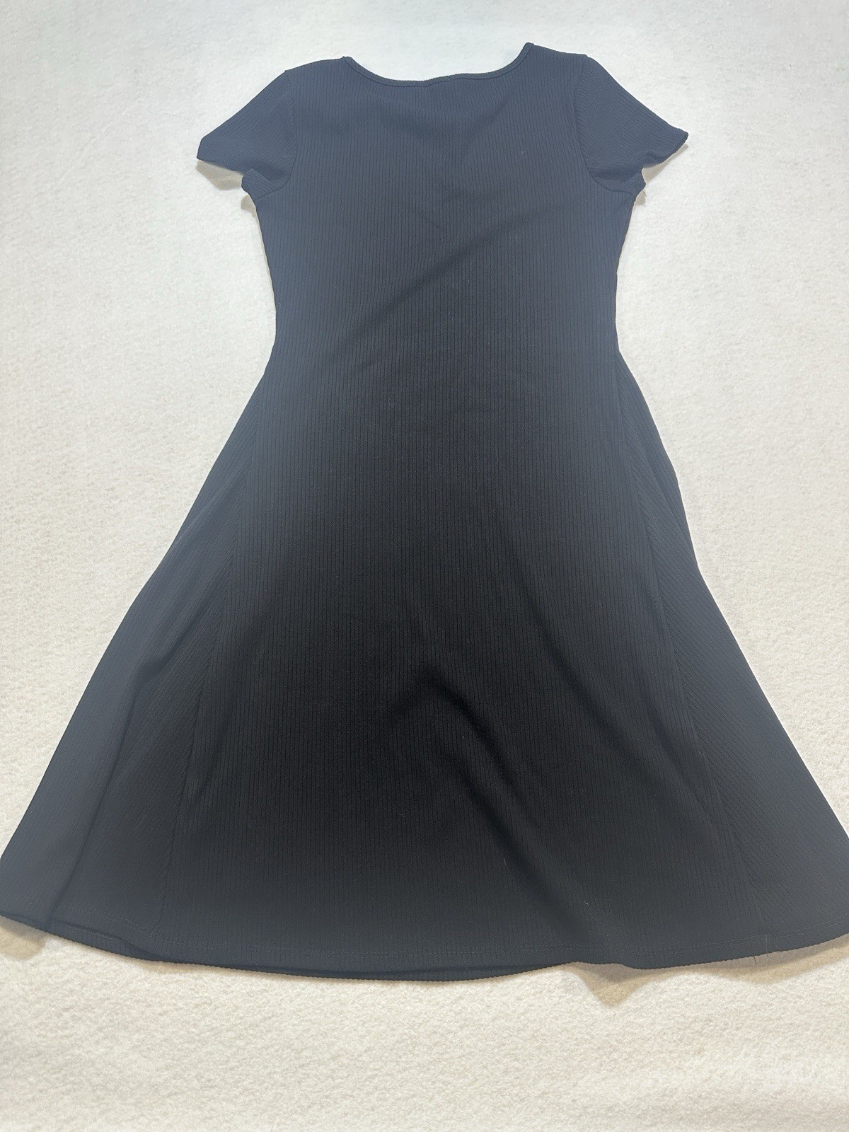 Bebe Women’s Midi Black Shortsleeve Knit Bodycon Black Dress Size S