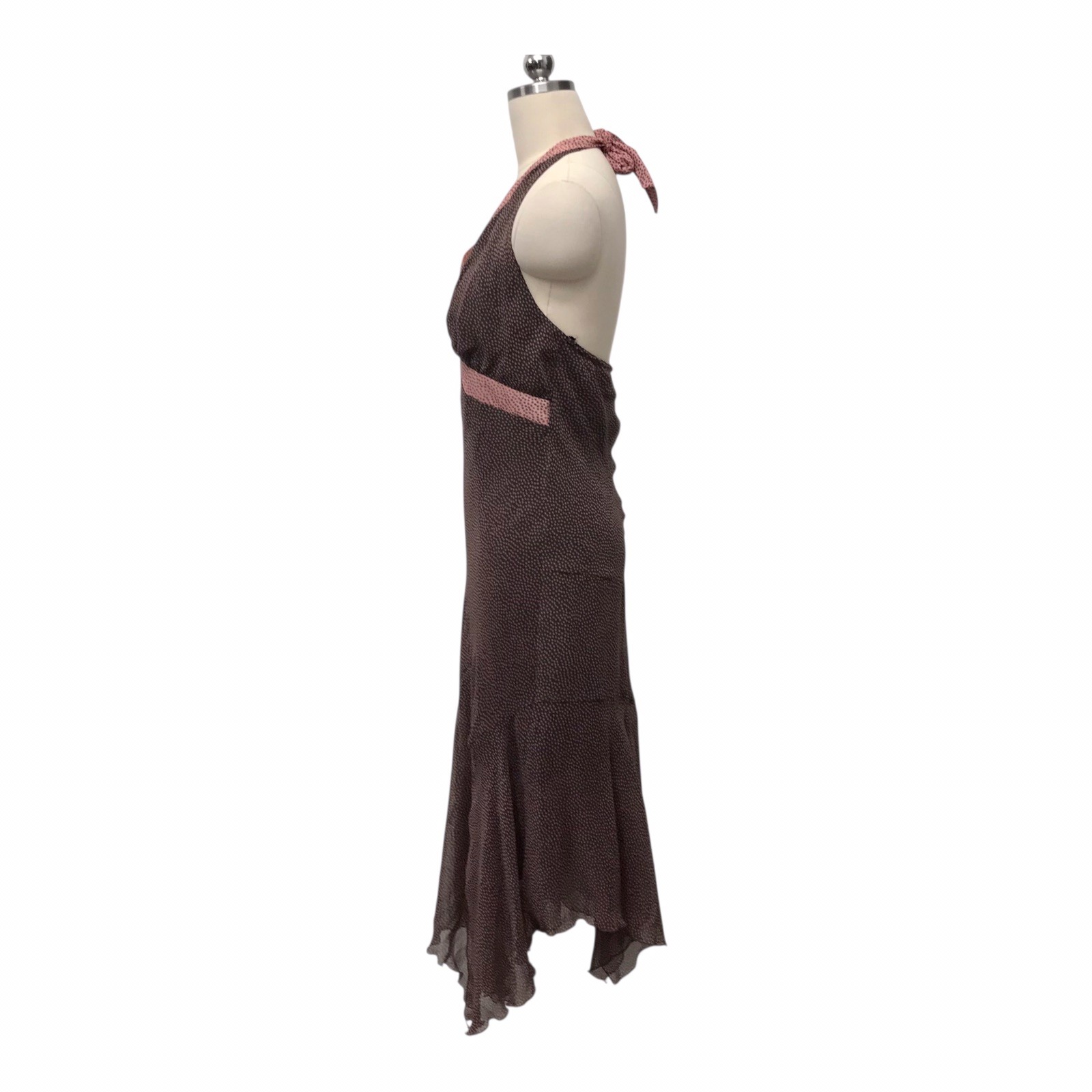 VTG 90’s Y2K Jonathan Martin Polka Dot Babydoll Dress Asymmetric Brown Sz 10