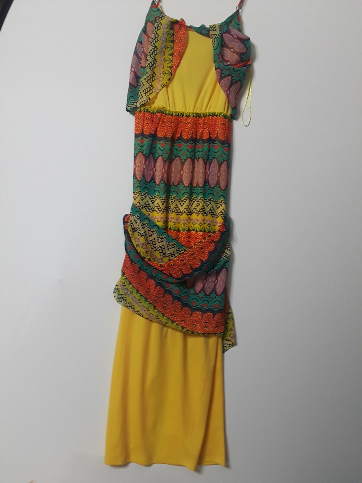 Y2K Red Camel Maxi Dress XS Spaghetti Strap Open Back Multicolor New $46.00