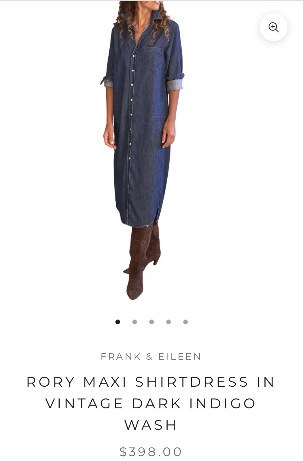 Frank and Eileen RORY Vintage Dark Indigo Wash Famous Denim Maxi Dress New