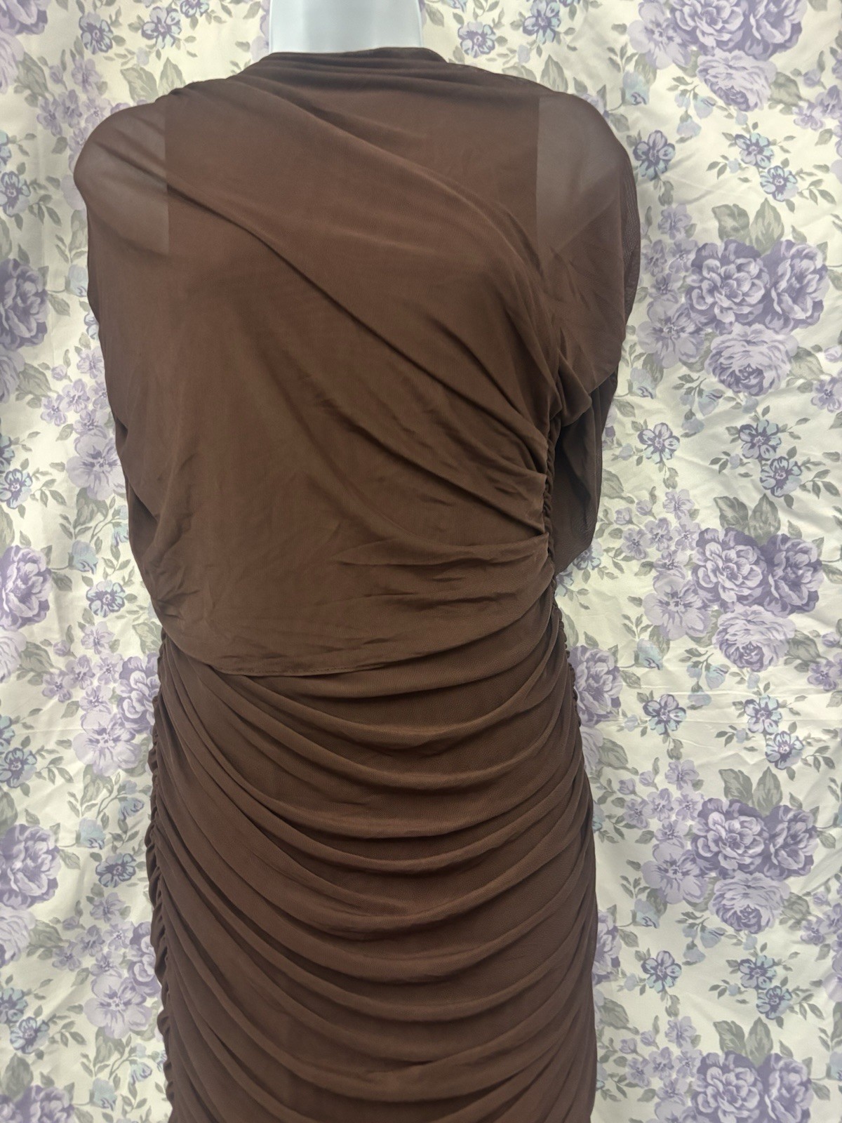 Amanda Uprichard x REVOLVE Evianna Mesh Gown in Brown L 297! (See Description)