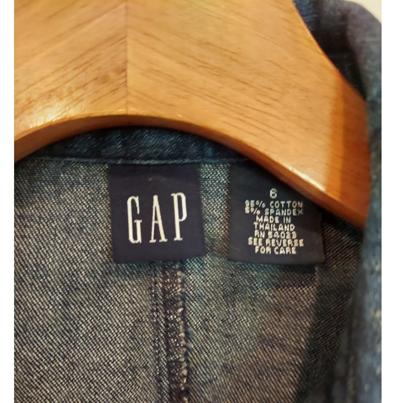 Gap Womens Dark Wash Classic Denim Shirt Dress Blue 3/4 Sleeve Cotton Blend 6