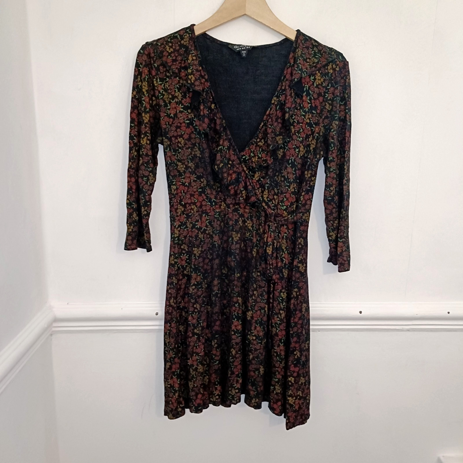 Miss Selfridge Womens Dress Red Size UK 14 Burnout Floral Black Indiesleaze