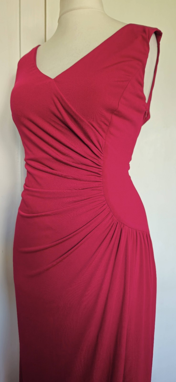 COAST Dress Sz 14 Red maxi prom long party wedding Guest Evening Ruched Cruise