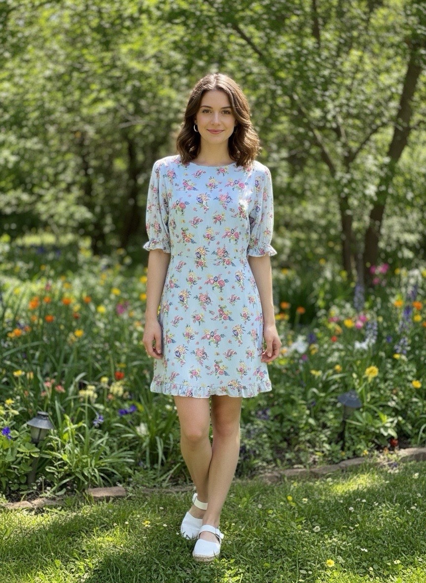 us 6) NWT Faithfull The Brand FLORENCE Mini Dress Juliette Floral Blue Ruffle