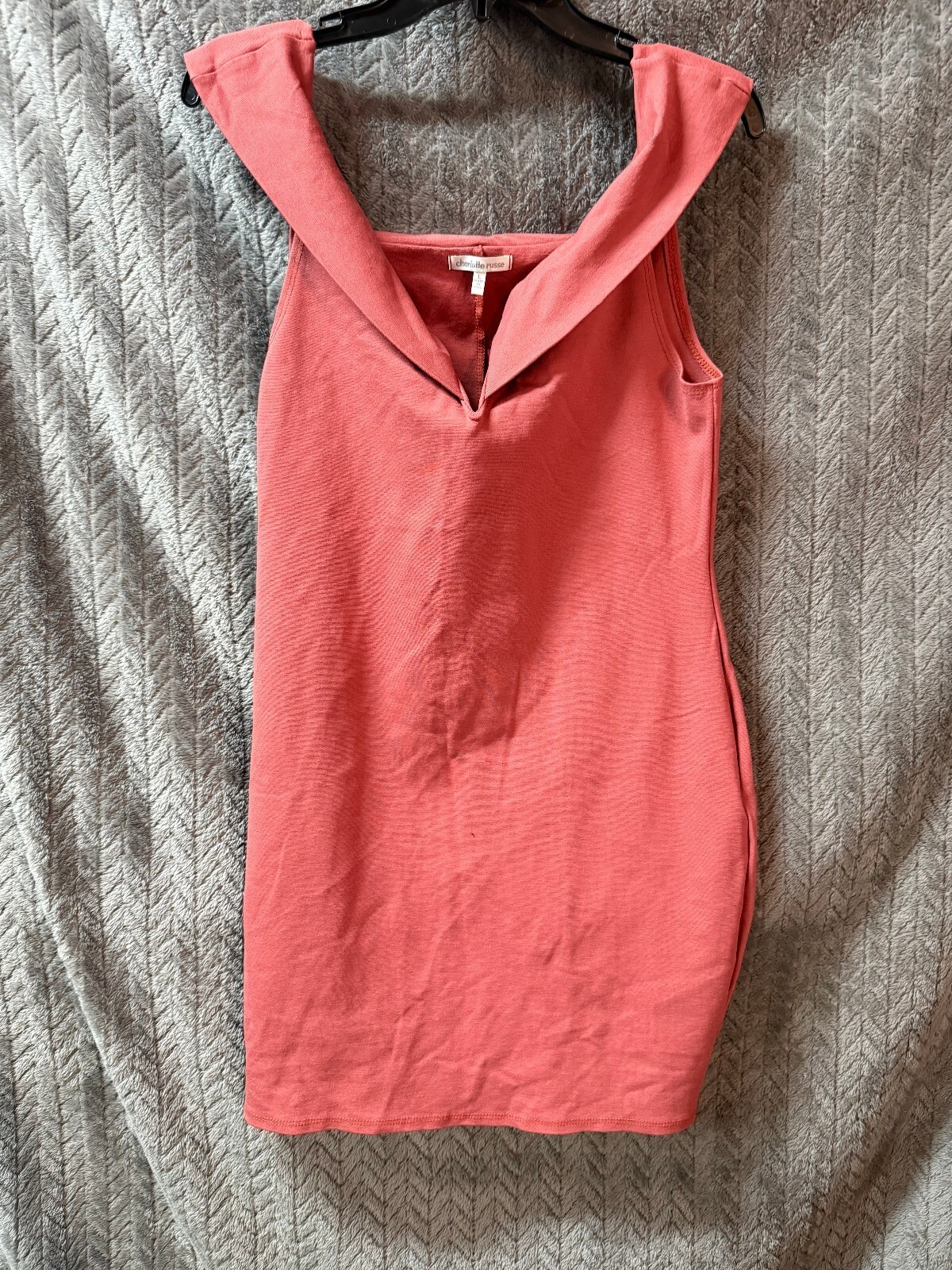 Charlotte Russe Coral Sleeveless Bodycon Dress with Cowl Neck, Size Large