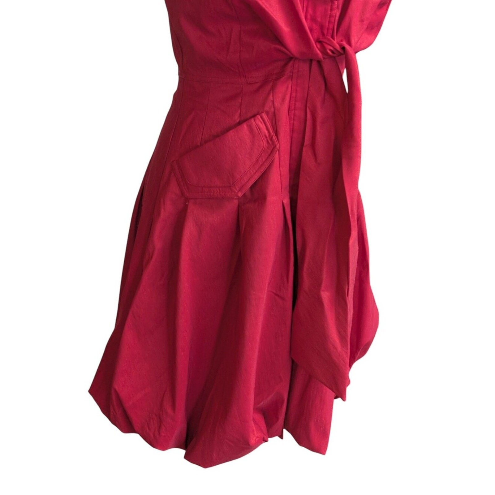 Samuel Dong Red Sleeveless Bubble Skirt Wired Collar Dress Size XS