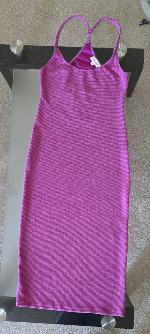 Privacy Please Sz M Dusty Rose Pink Racerback Bodycon Stretch Fitted Dress
