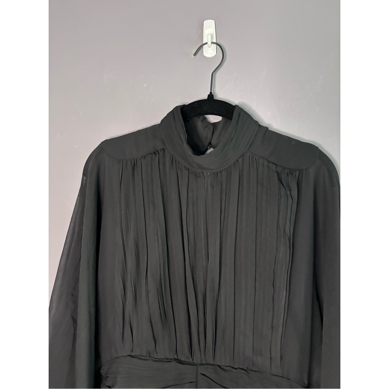 Express Black Balloon Sleeve High Neck Open Back Dress 8