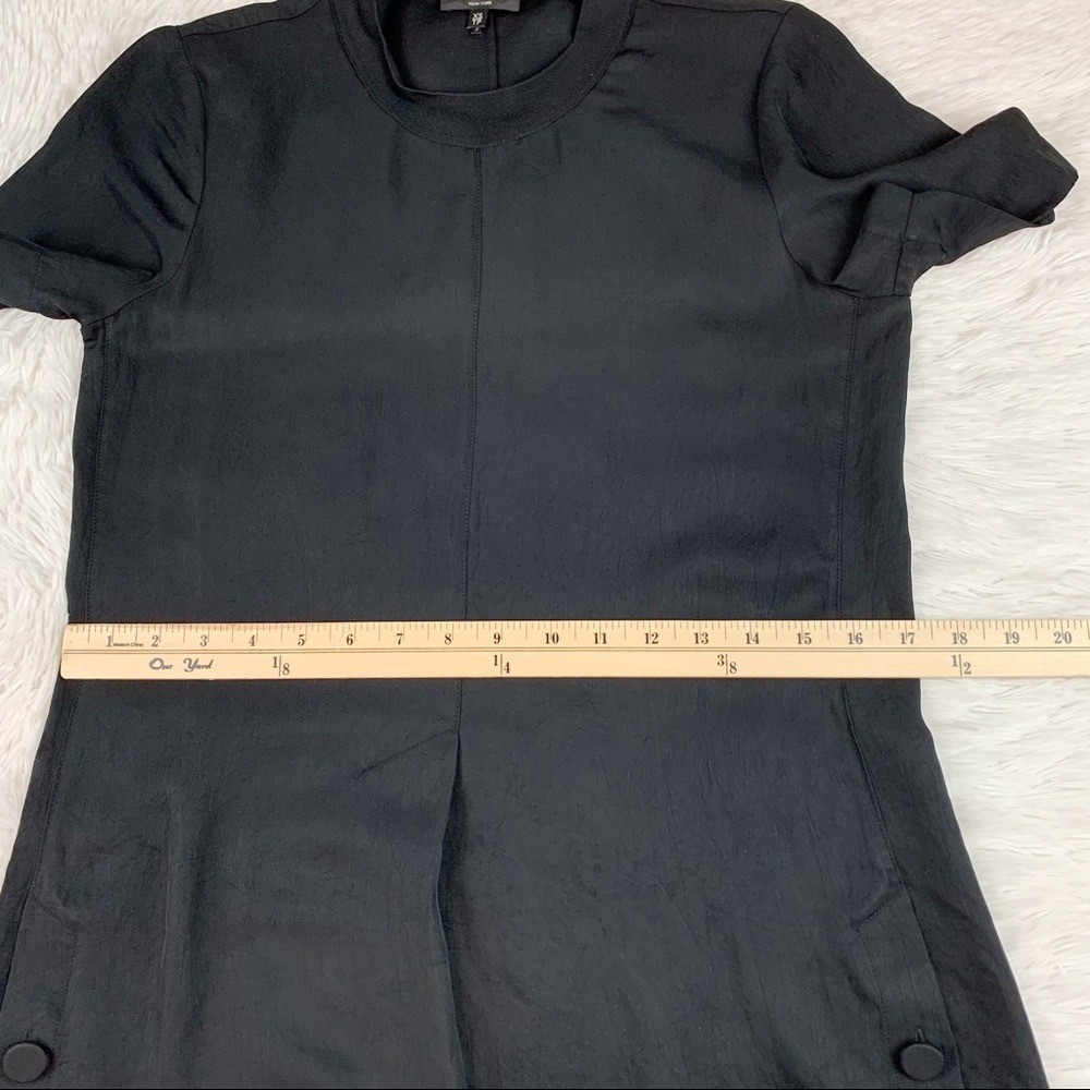 Rag & bone short sleeve crew neck pleated t-shirt dress in black side button