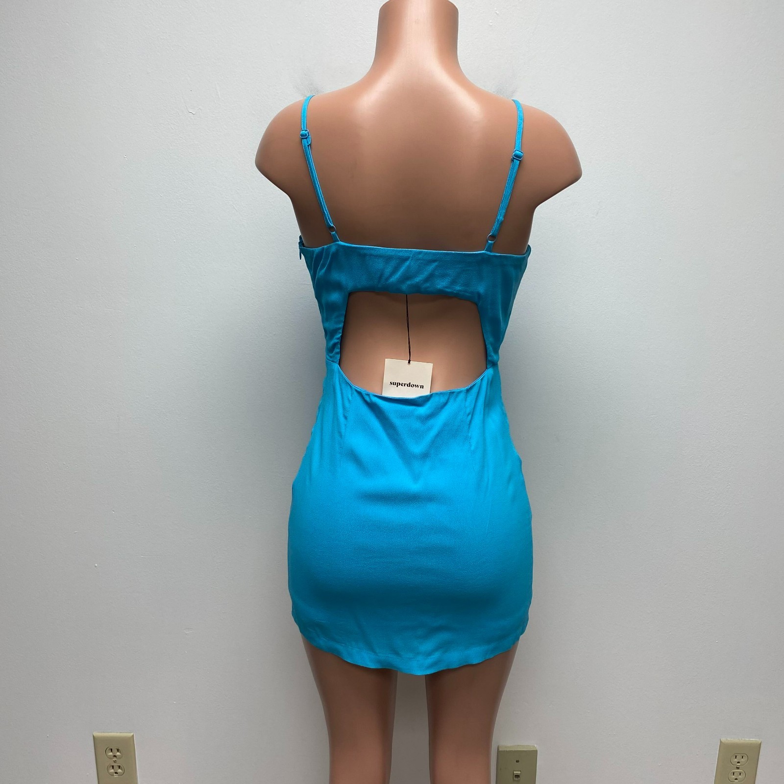 Superdown Womens Blue Adjustable Strap Cut Out Back Lined Micah Mini Dress S