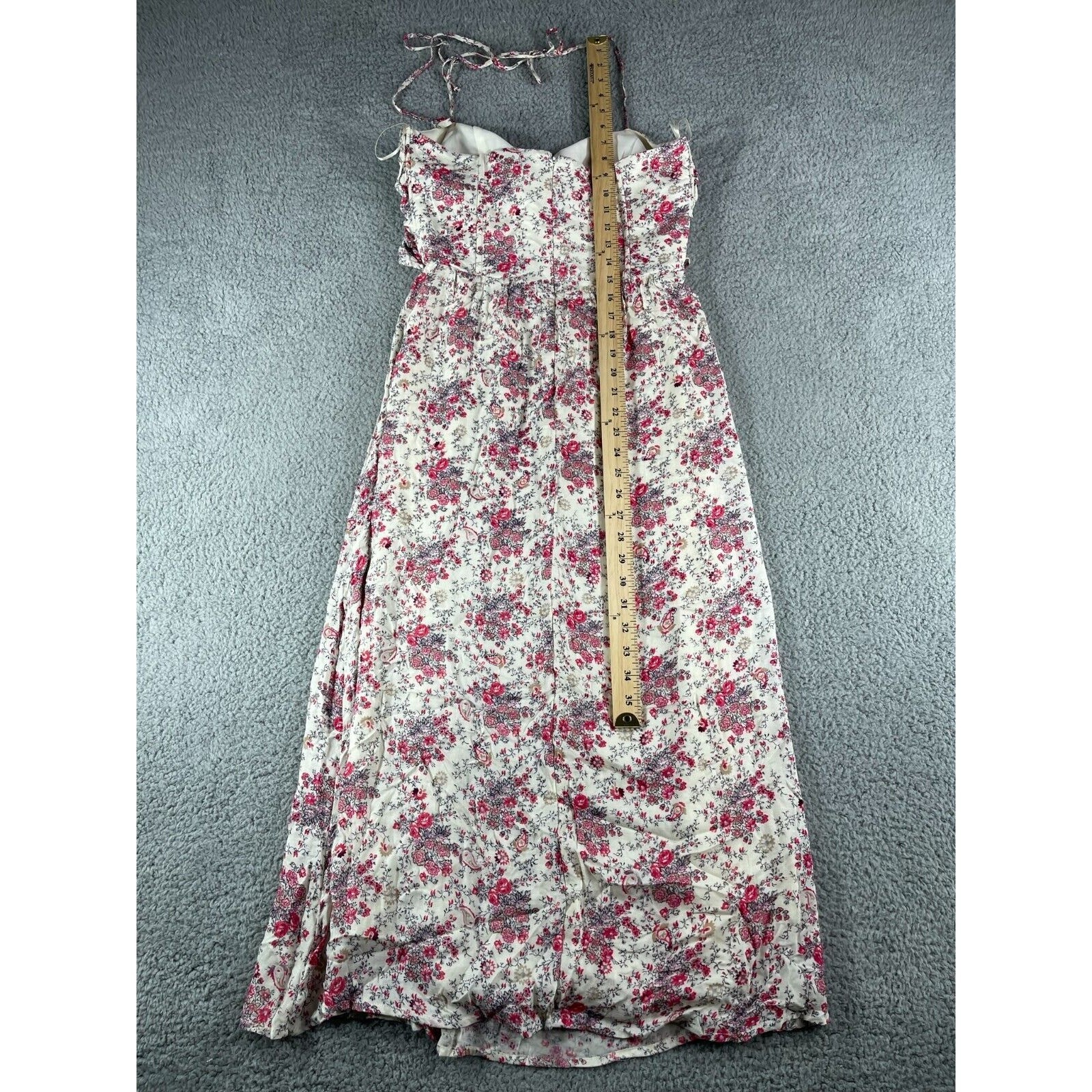 WAYF Dress Womens Medium Multicolor Open Front Floral Where Are You From Long
