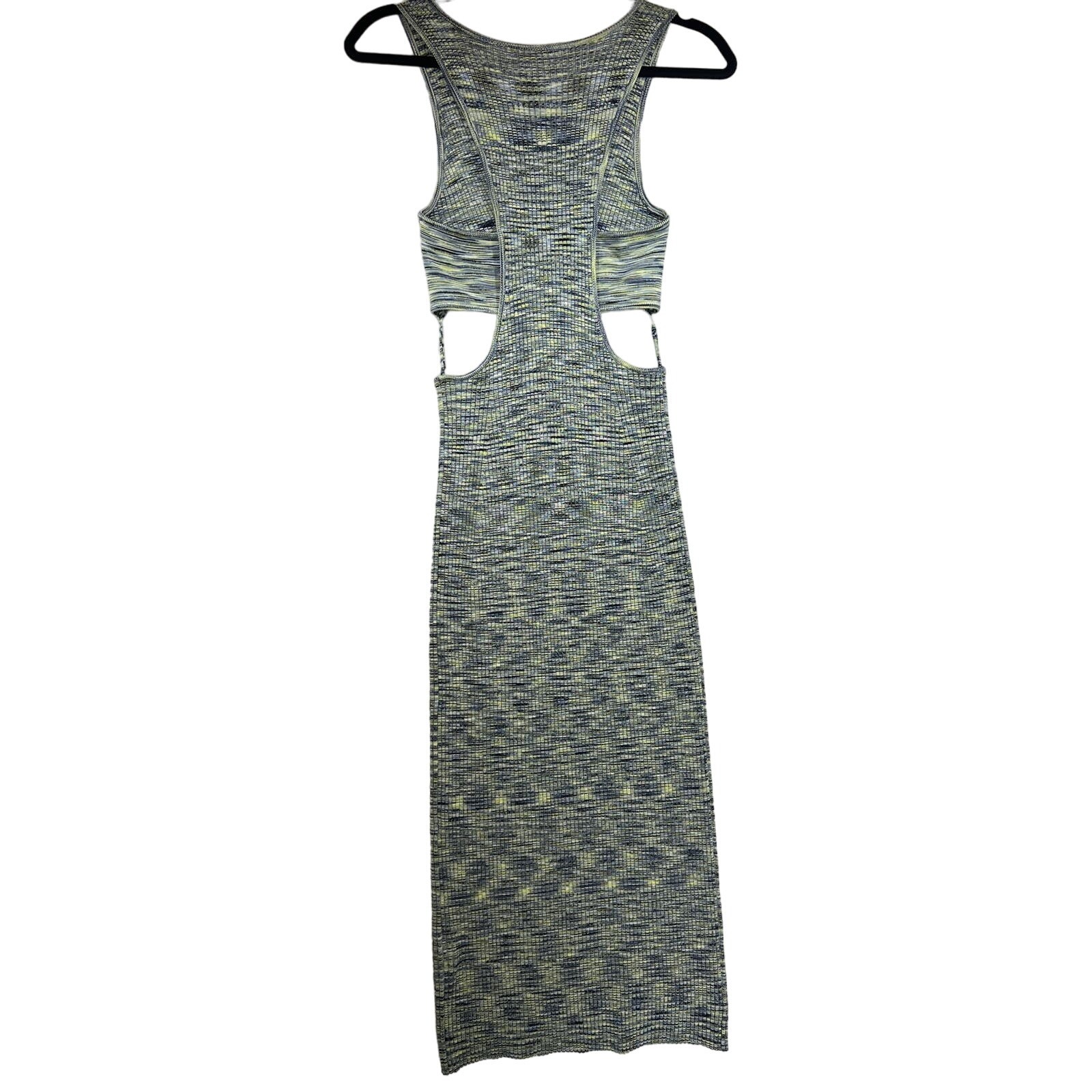 Jonathan Simkhai Colleen Midi Dress Medium Rib Knit Cut Out Basil Space