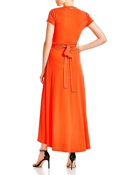 NWT $120 MICHAEL KORS High-Low Faux Wrap Maxi Dress Red Blaze 6 8
