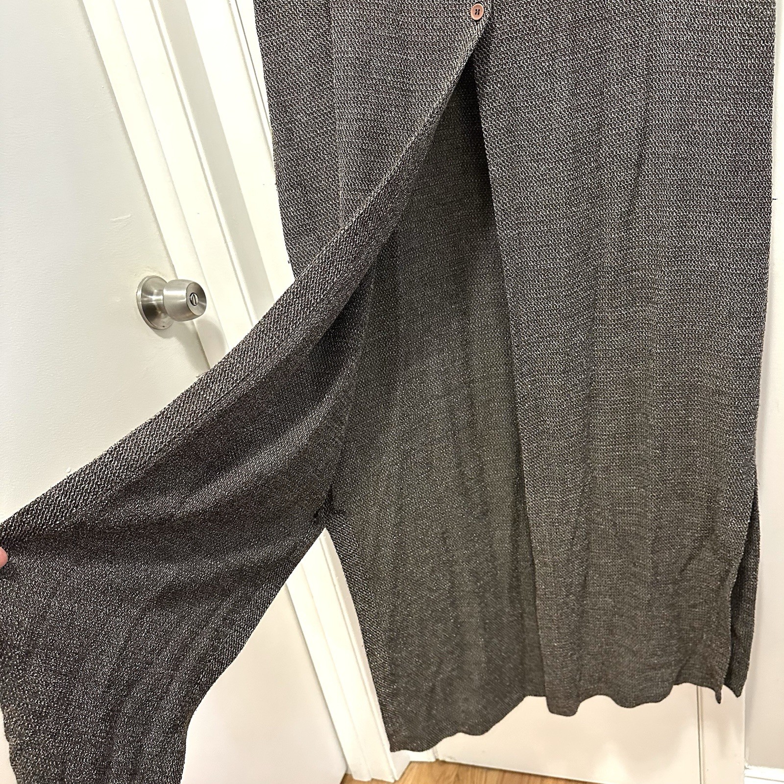 Vintage 80s EILEEN FISHER Brown Rayon/Wool Textured Women’s Maxi Vest Dress L/XL