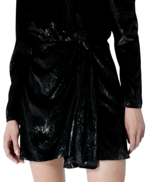 The Kooples Paris Black Velvet Wrap Dress Womens Size 1 S Midi Summer Chic