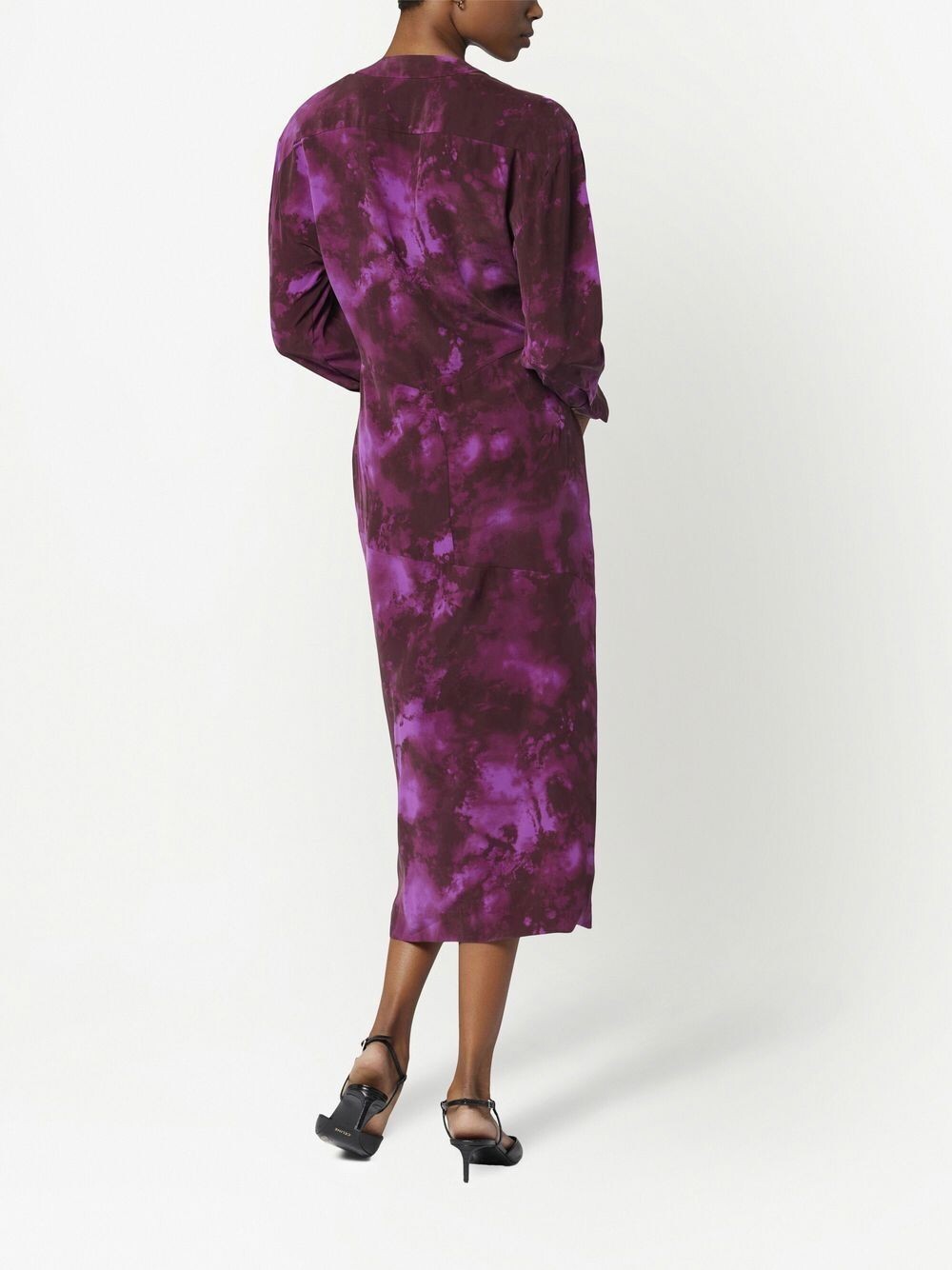 Equipment Joelle Purple Long Sleeve Silk Midi Dress Size 12 $550