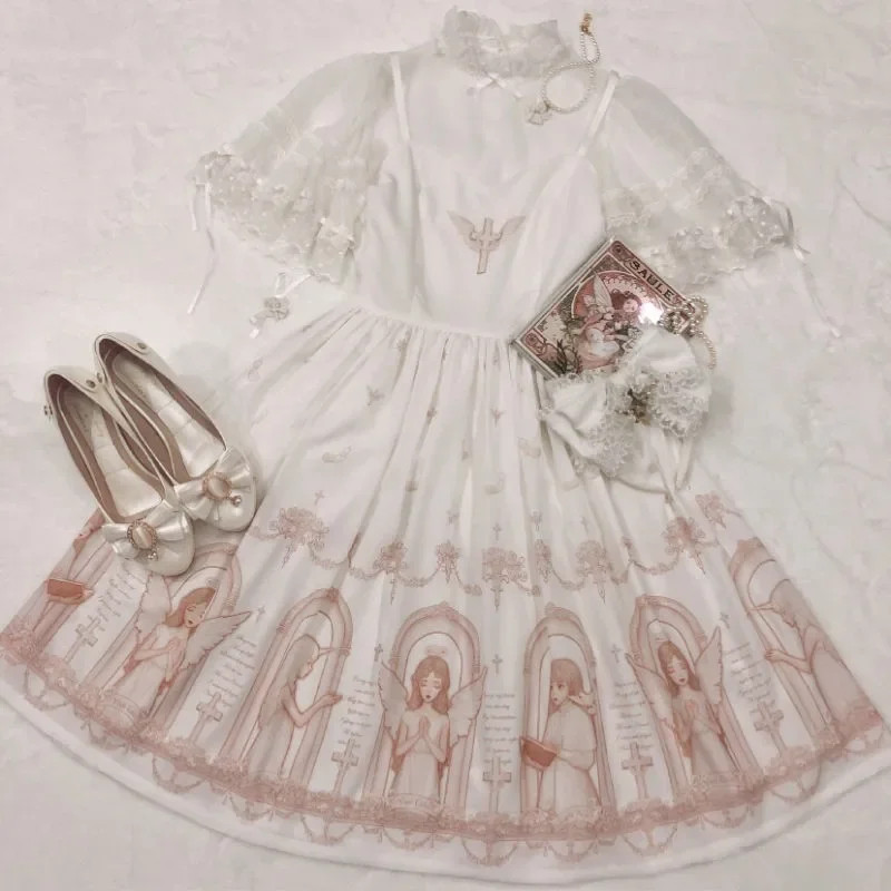 Dark Gothic Devil Print Dress Black White Japanese Style Lolita Jsk Victorian