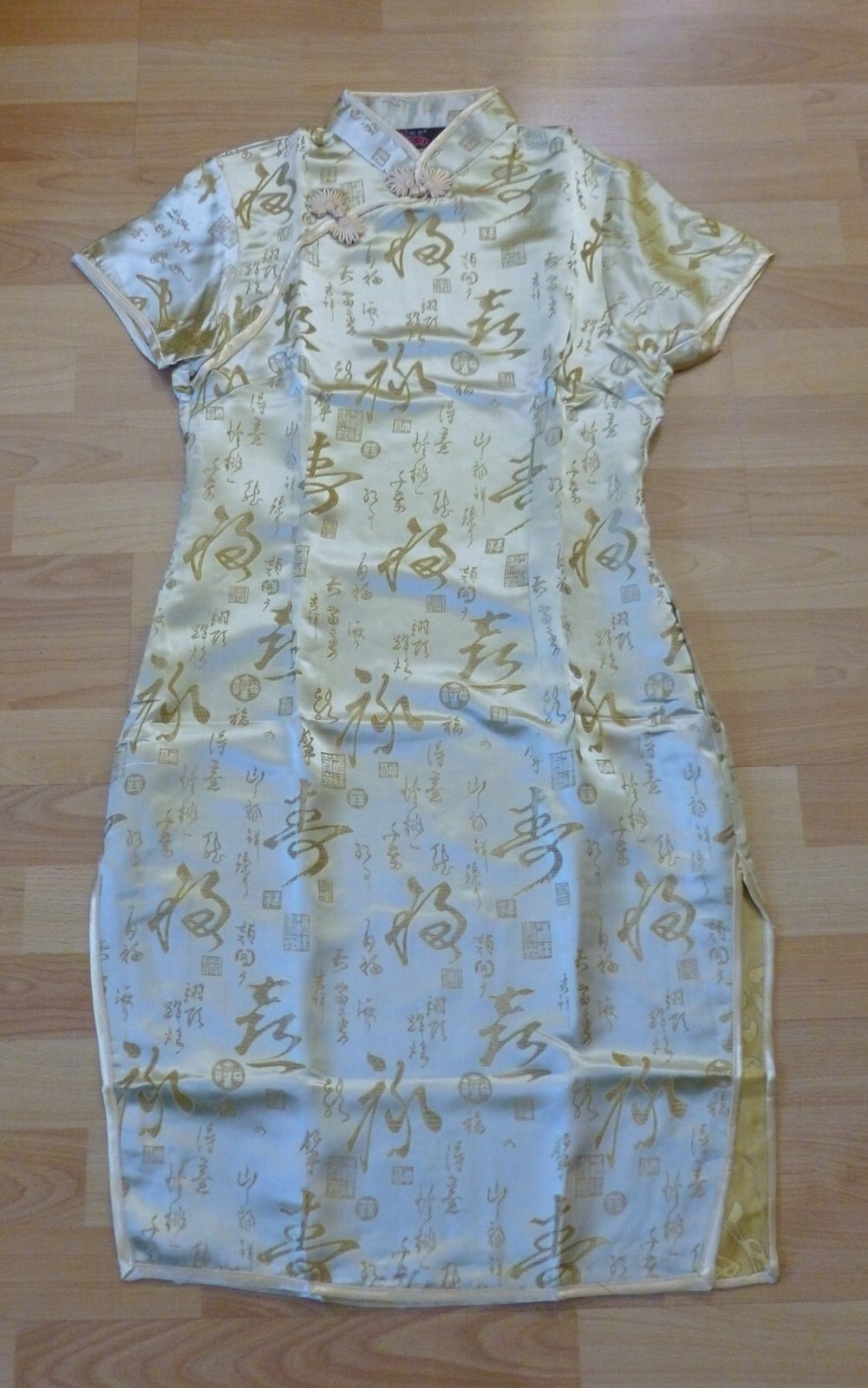 Women’s Cheongsam Long Dress Short Sleeve Chinese Retro Style Dress Size XXXL