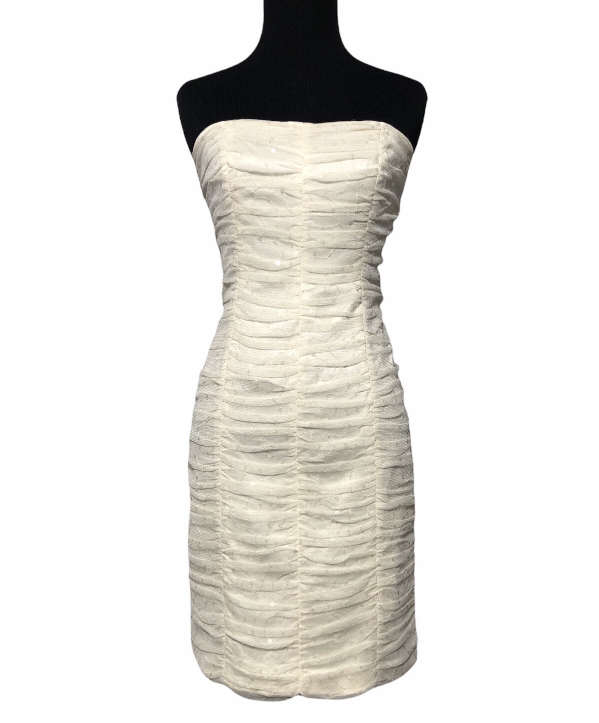 Maria Bianca Nero Dress Womens Small Ivory Sequin Strapless Silhouette Wedding
