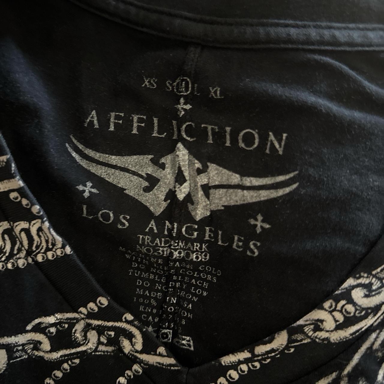 Affliction Y2K grunge goth black mini ruched Cross Chain Print dress