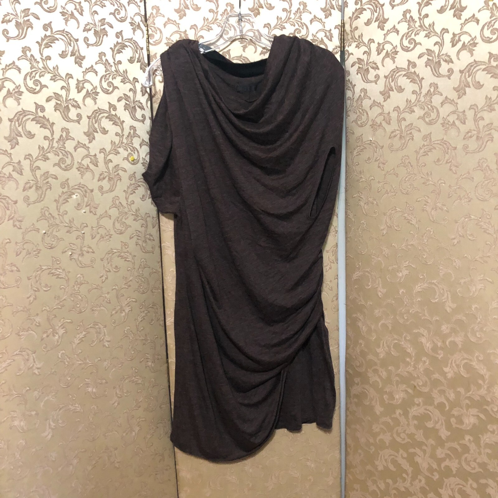 Kaylee Tankus Brown Black Multi-Color Ruched Tunic Dress Size Small S