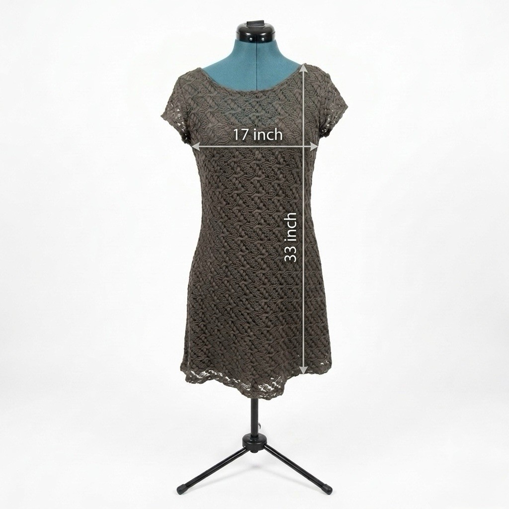 Apt. 9 Women’s M Olive Solid Lace Overlay Scoop Neck Cap Sleeve Mini Dress