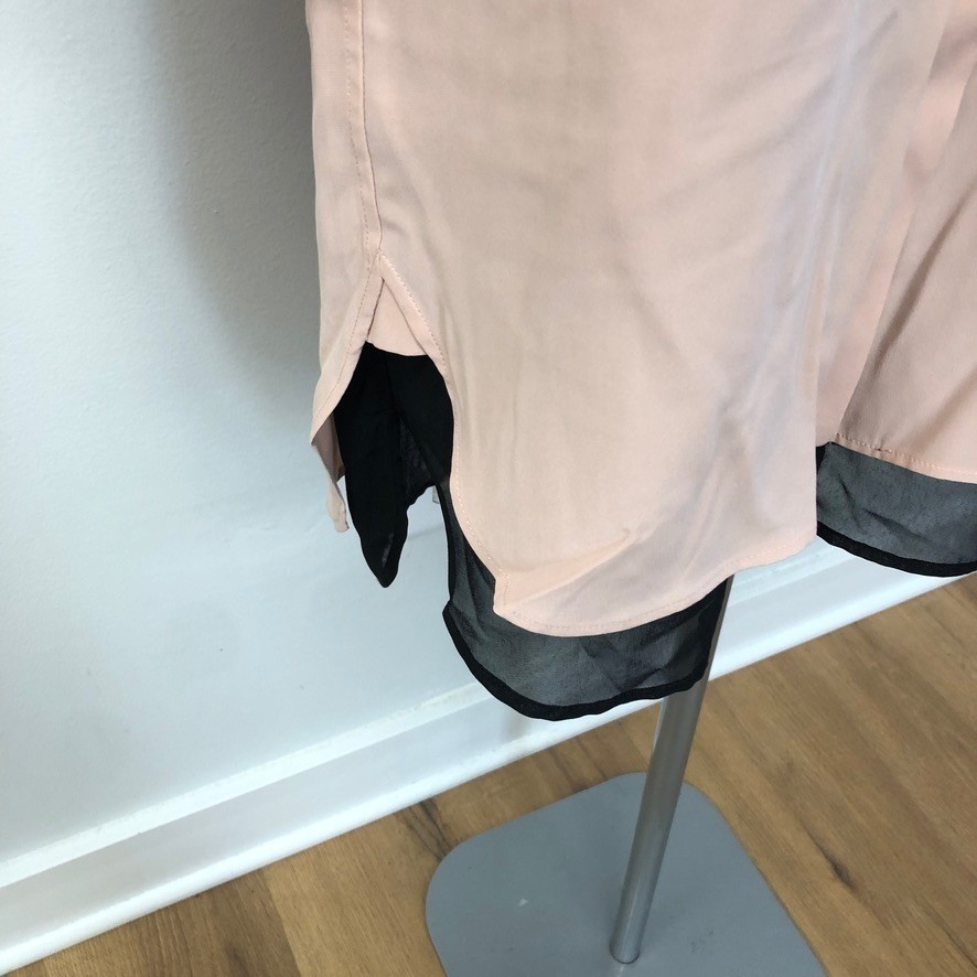 Rag & Bone Shirt Dress Womens 2 Blush Pink Silk Long Sleeve Contrast Hem Mini