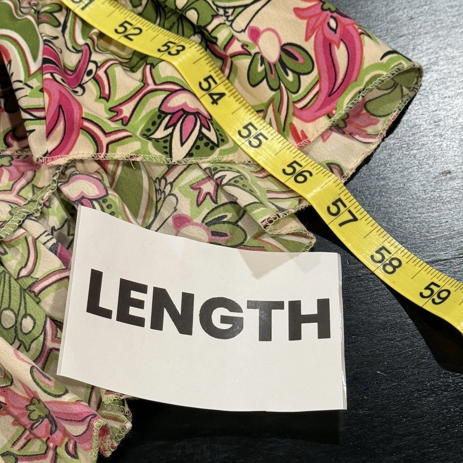 Shore Drive Womens Size Large Boho Floral Hi Low Green Pink Maxi Dress Festival