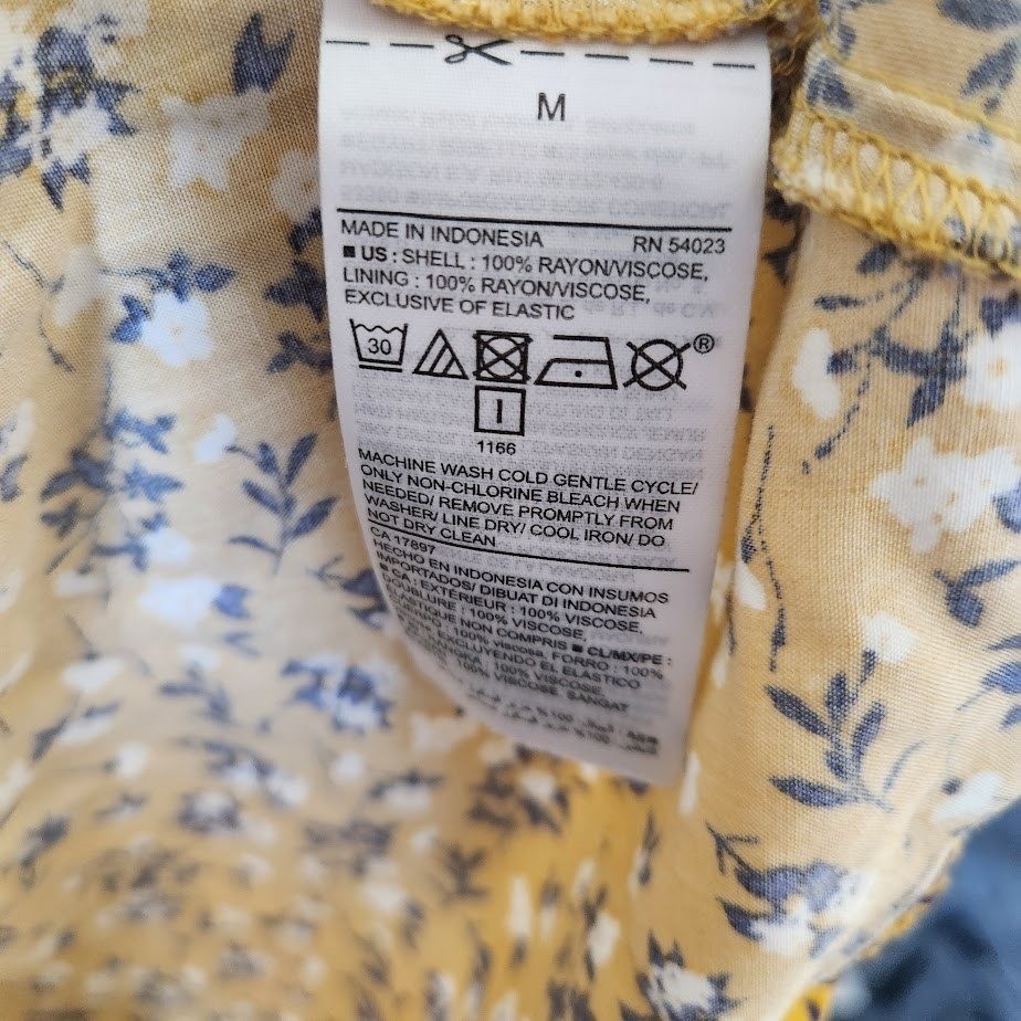 Old Navy Mustard Yellow Floral Smocked Back Cami Fit & Flare Dress Women Med 251
