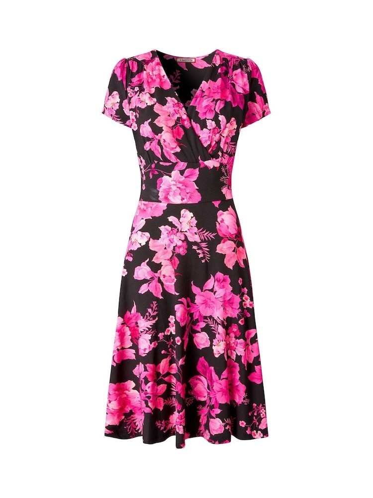 Joe Browns Pink Winter Floral Wrap Dress UK 10 Short Sleeve Midi Dress NWOT