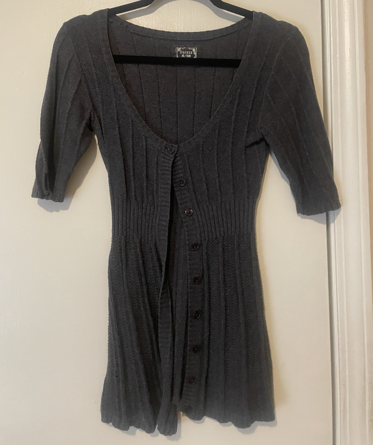 Debbie Morgan Women’s Black Knit V-Neck Button-Front Sweater Dress S Short