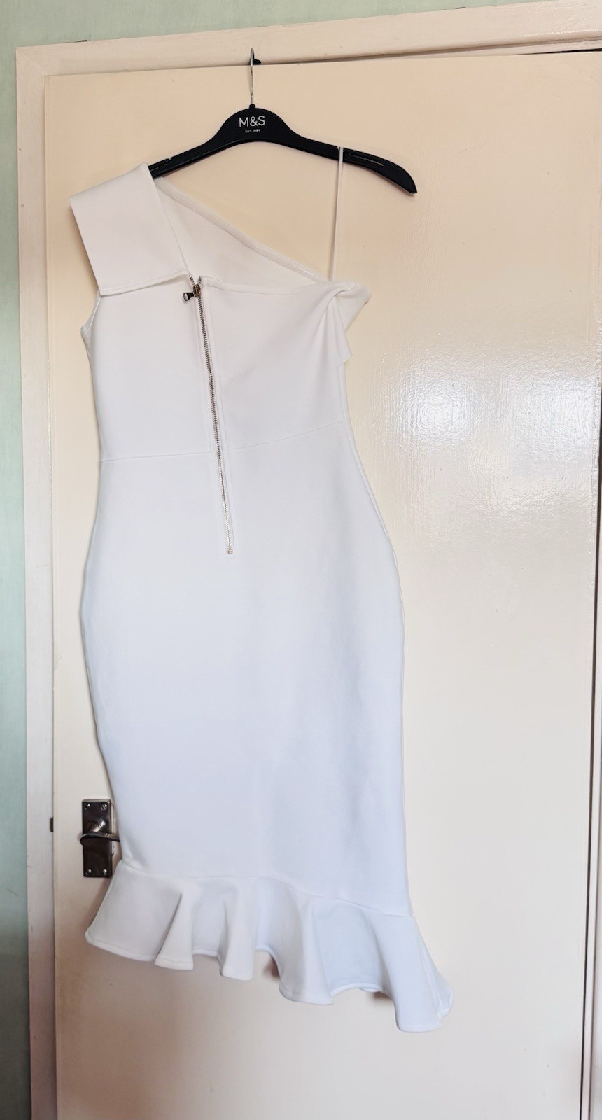 Ruffle Hem One Shoulder Bandage Pencil Dress