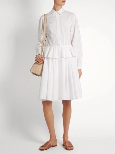 GIVENCHY Size 38 Point-Collar Fluted-Peplum Cotton Dress