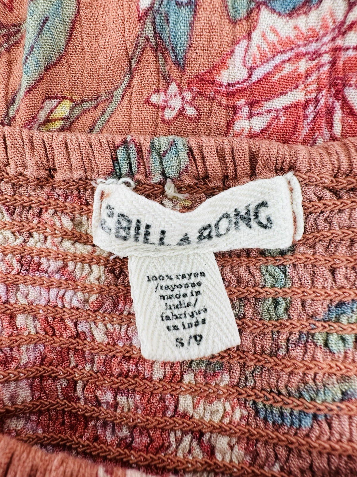 Billabong Off The Shoulder Floral Mini S Boho Festival Peasant SmockedDress HH27